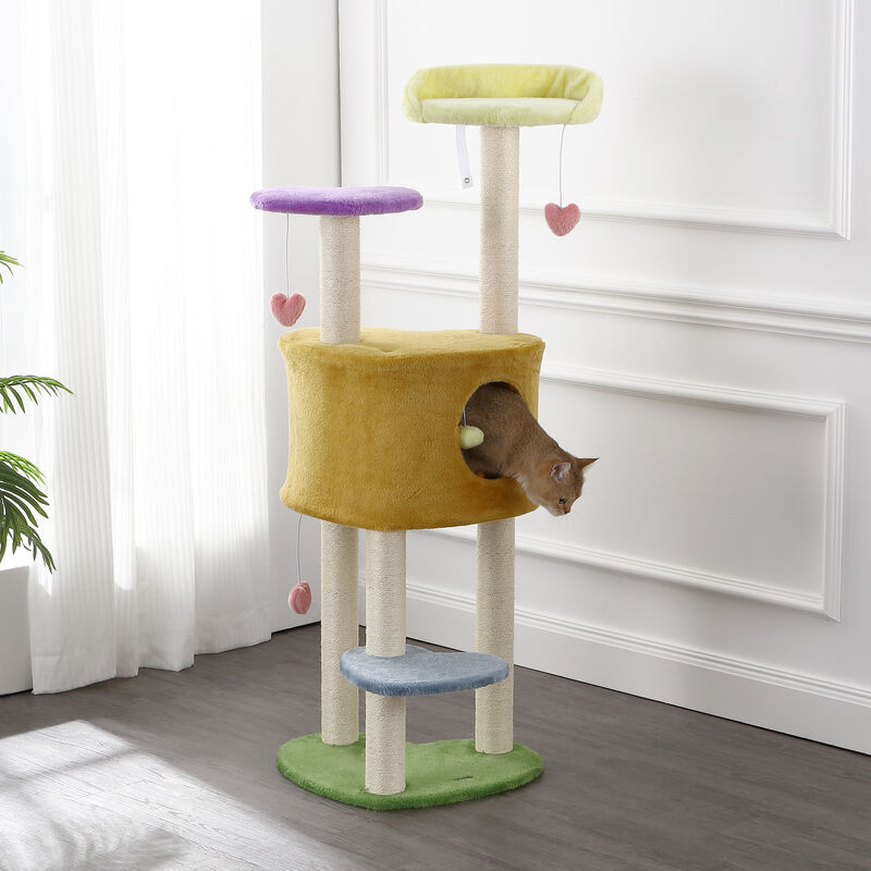 Aisling 4-Tier Modern Sisal Heart Cat Tree with Scratching Posts