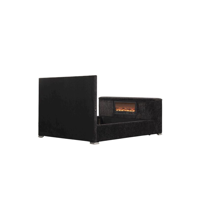 Best Master Furniture Modern Upholstered Bed Frame with Hidden TV Lift Storage, Queen, Black image number 2