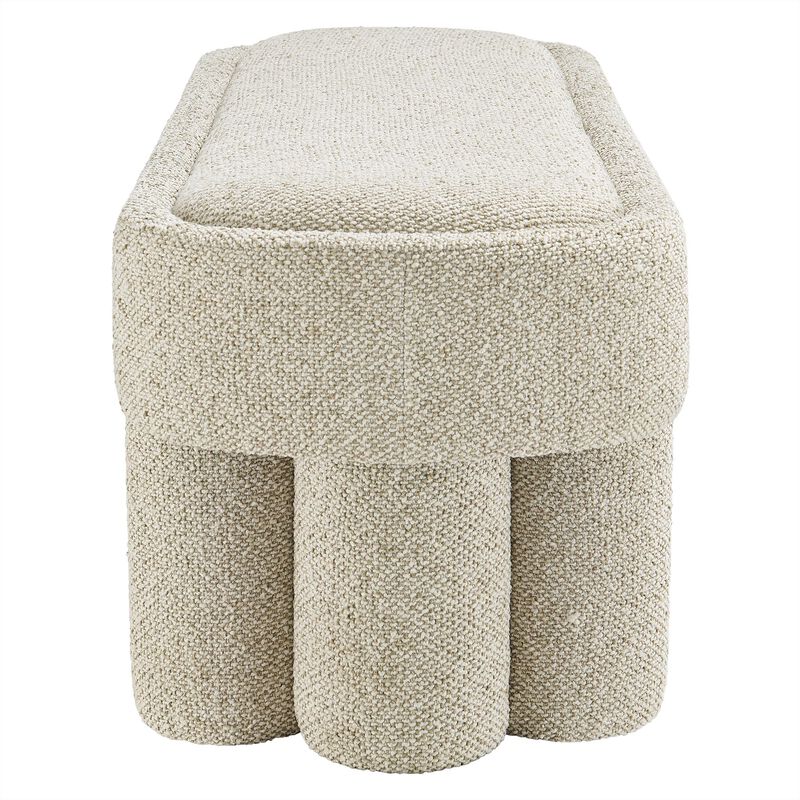 Modway Mossi 52-Inch Modern Oval Boucle Fabric Bench in Marble &ndash; Upholstered Accent Bench with Cylindrical Clover-Leg Base for Bedroom, Entryway, or Living Room image number 5