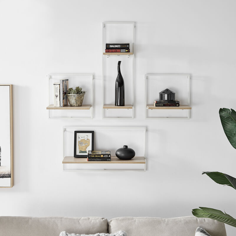 Framed Wall Art 4-Piece Modern Shelf Set with Metal Frame