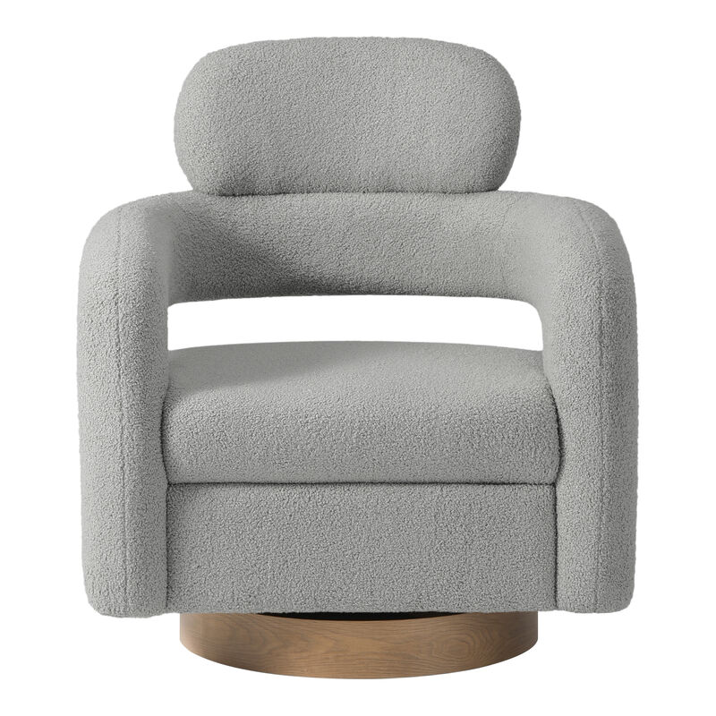 WestinTrends Mid-Century Modern Sherpa Swivel Barrel Accent Chair