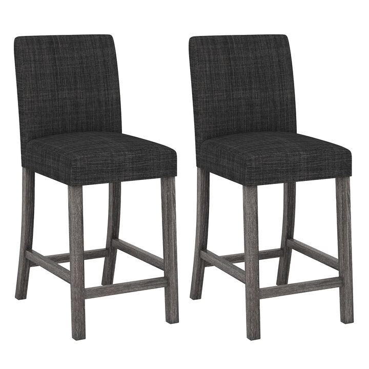 Counter Height Bar Stools with Back and Footrest, Set of 2 for Home Bar