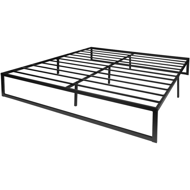 Metal Steel Slat Platform Bed Minimalist Frame with Sturdy Support System