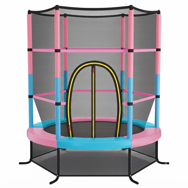 Kids Trampoline with Jumping Mat and Enclosure Net for Outdoor Play