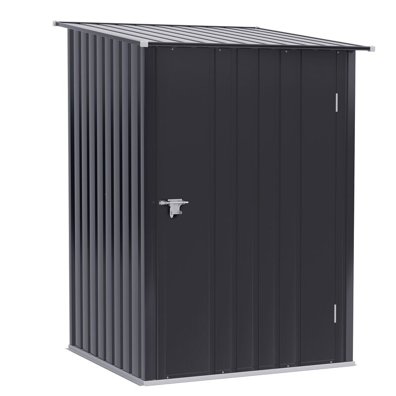 Dark Gray Garden Storage: 3.3'x3.4' Metal Lean-to Shed with Lockable Door