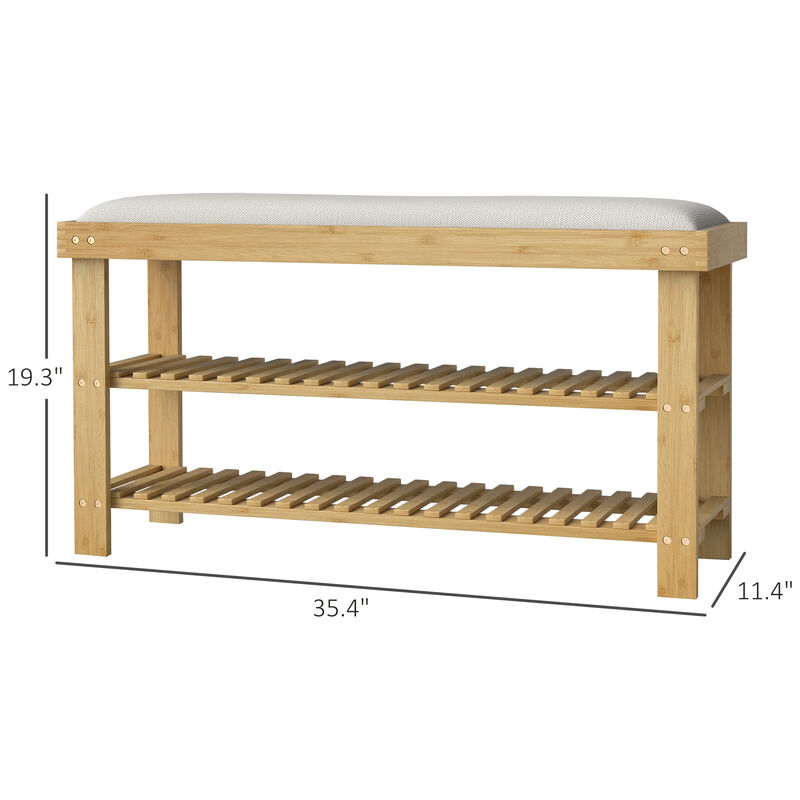 Hivvago Bamboo Shoe Organizer Bench for Entryway image number 2