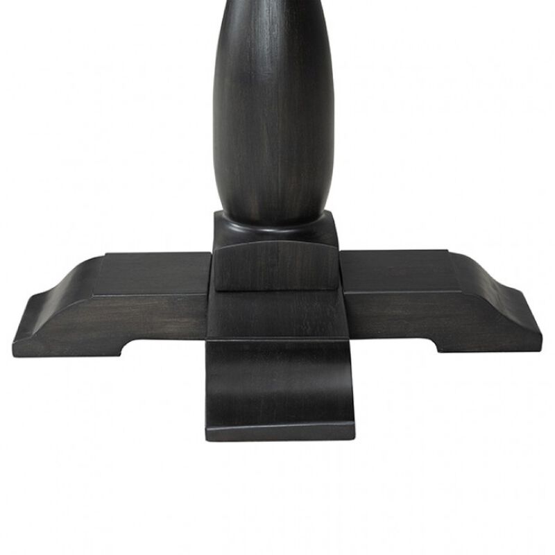 Ginie Round End Table, Rustic Black Brown Solid Rubberwood, 24 Inch image number 2