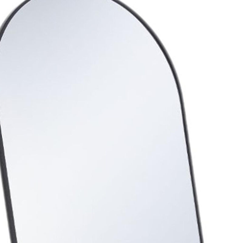 HomeRoots 59" Black Metal Arch Wall Mounted Leaning Or Freestanding Framed Full Length Mirror image number 3
