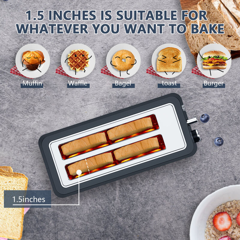 4-Slice Toaster, Extra Wide Long Slot Toaster with Warming Rack, 6 Browning Settings, Removable Crumb Tray, Stainless Steel Housing image number 3