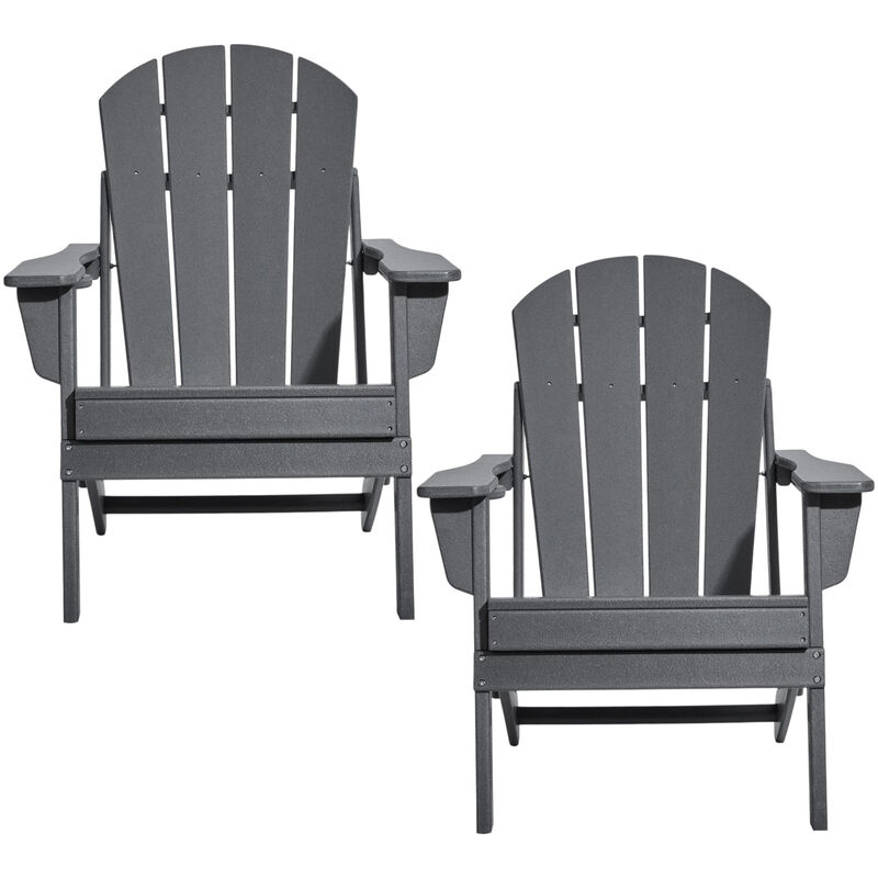Set of 2 Outdoor Adirondack Chairs &ndash; Foldable & Durable Plastic Seating for Fire Pit, Yard, or Porch