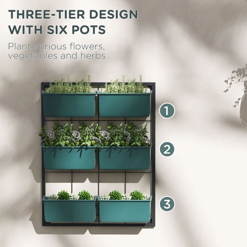 Hivvago 3-Tier Wall Hanging Planter with 6 Pots image number 4