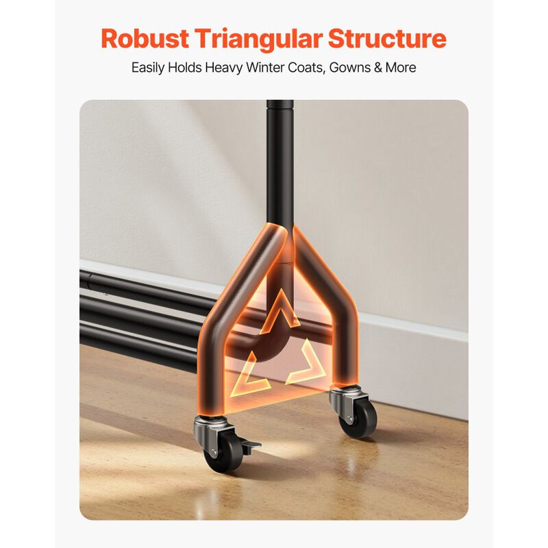 Adjustable Garment Rack with Wheels Heavy Duty Steel Frame for Bedroom image number 5