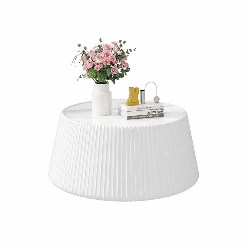 GOODSILO Round Cup Shape Sintered Stone Top Modern Coffee Table for Living Room, Bedroom and Office as Side or Bedside Accent image number 0