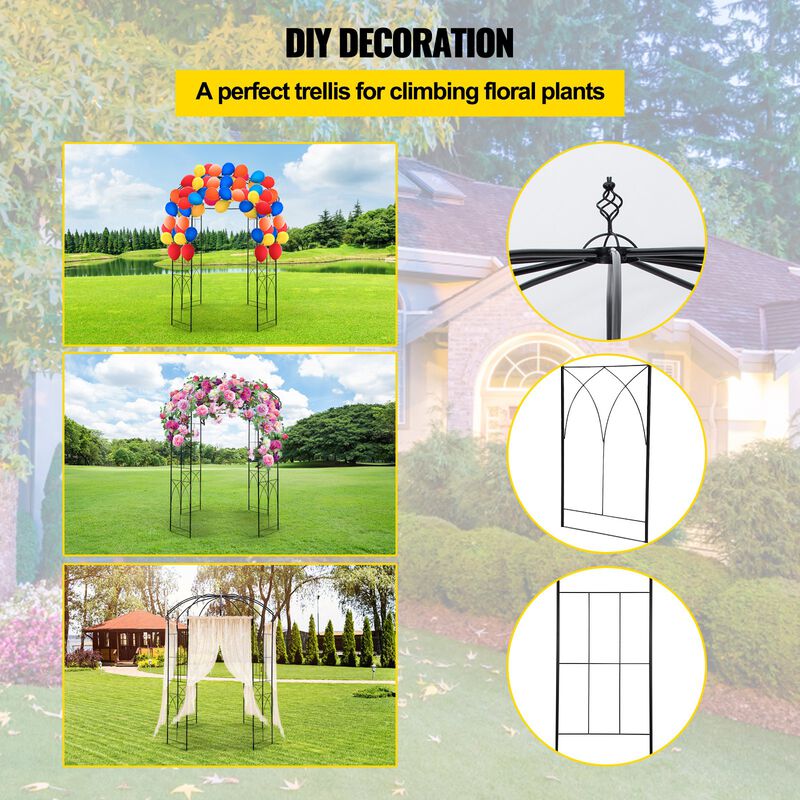Decorative Birdcage Wedding Arch &ndash; Heavy Duty Wrought Iron Arbor for Climbing Plants in Garden or Lawn