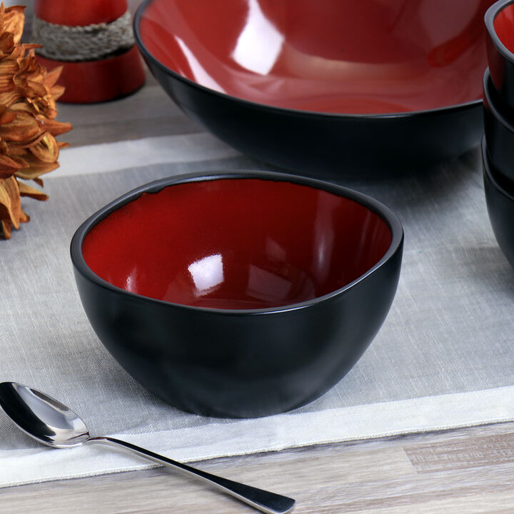 Gibson Home Soho Lounge 8 Piece 6 Inch Stoneware Bowl Set in Red