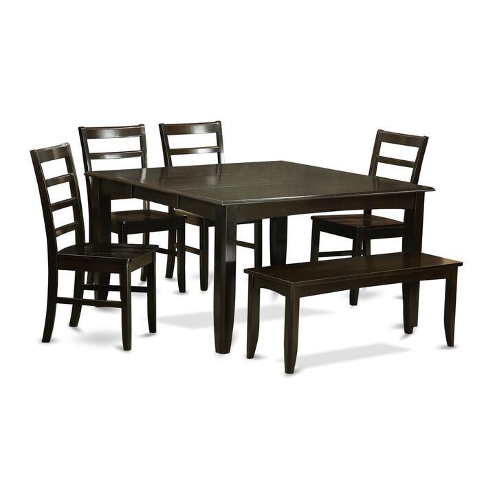 6 Pc Dining set with bench-Kitchen Table with Leaf and 4 Dining Chairs Plus Bench.