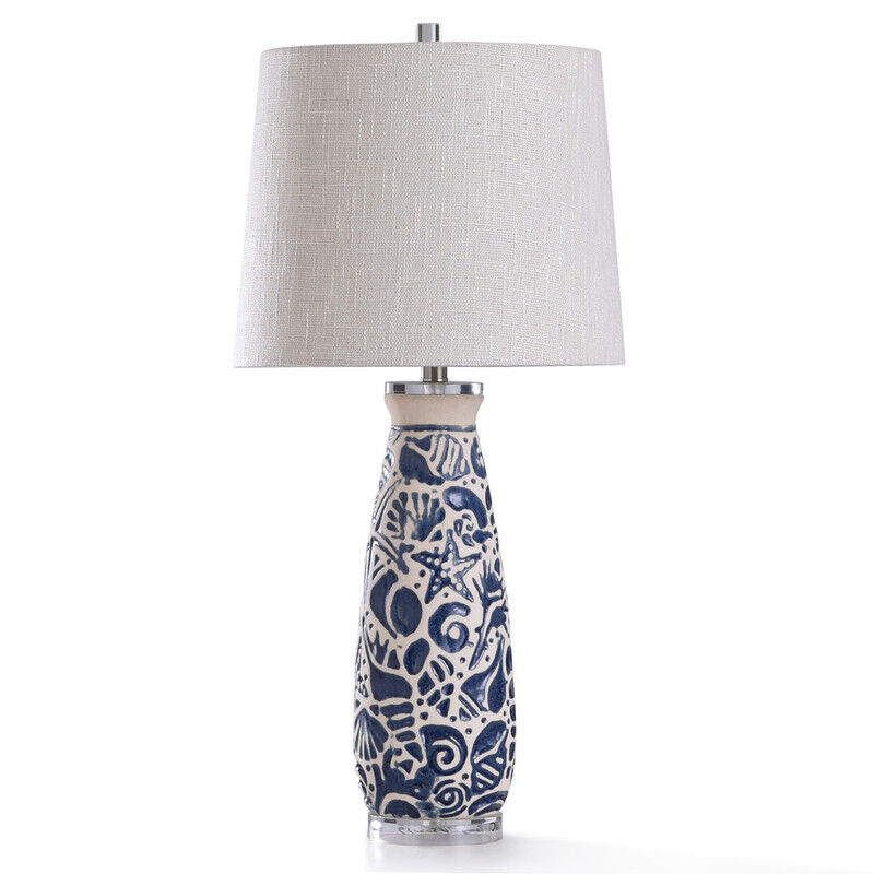 Navy Coastal Shell Motif Lamp