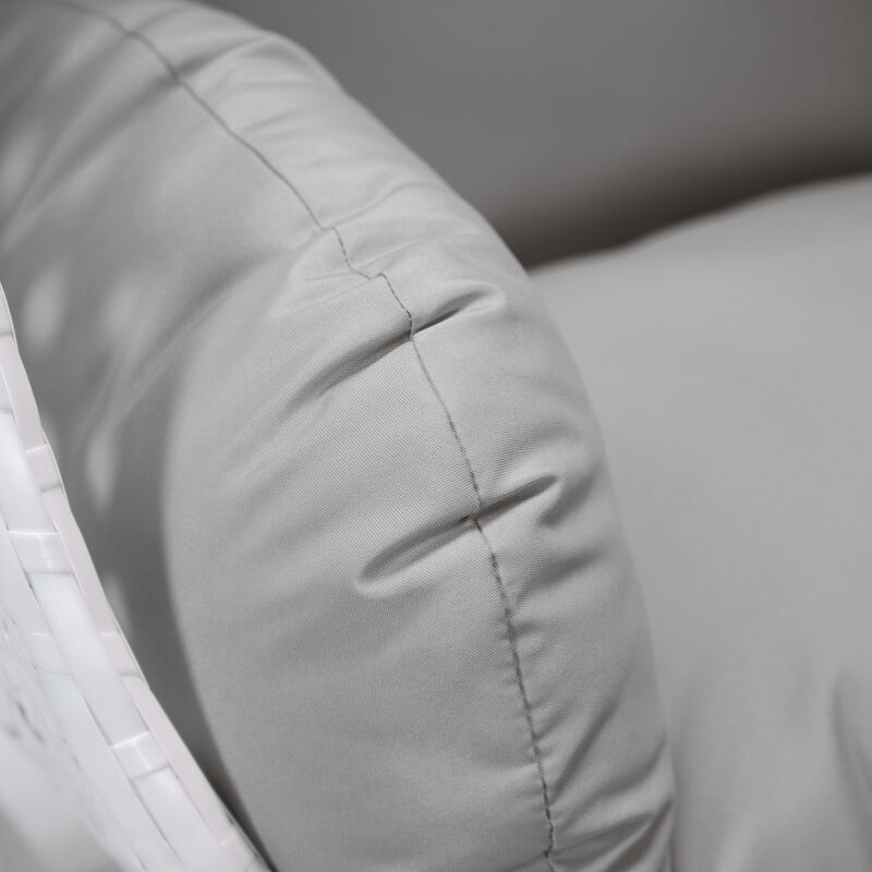 LeisureMod White Wicker Hanging Egg Swing Chair - Modern Outdoor Patio Chair for Porch, Balcony & Garden | Comfortable, Stylish, Durable