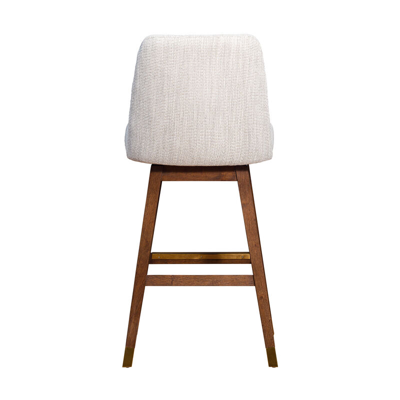HomeRoots Beige and Brown Solid Wood Bar Height Swivel Bar Chair image number 4