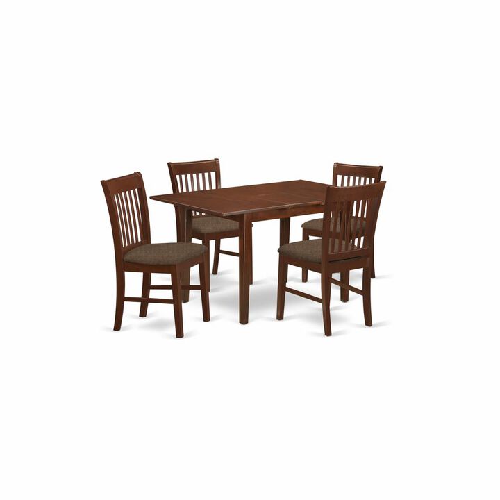 5 Pc Kitchen nook Dining set - Table with a 12in leaf and 4 Dining Chairs