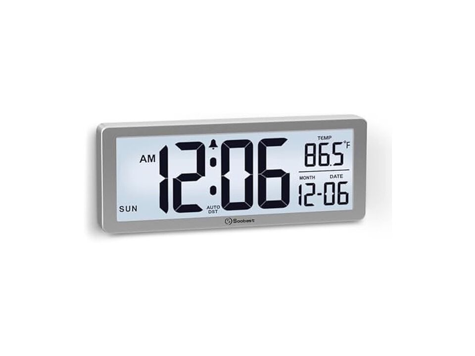 Digital Backlight Temperature Date Day Wall Clock 5 Inch Black Battery Operated