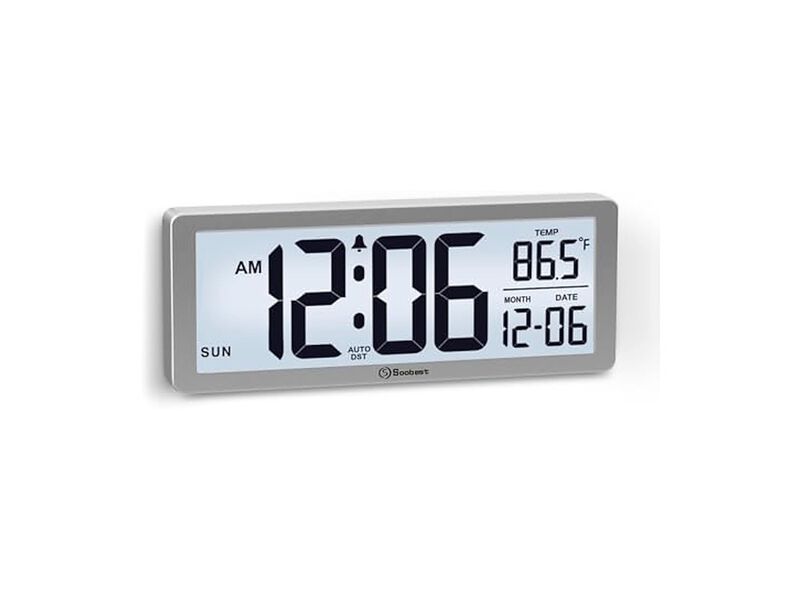 Digital Backlight Temperature Date Day Wall Clock 5 Inch Black Battery Operated image number 0