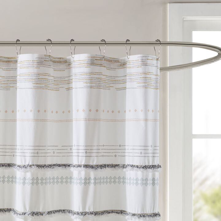 Gracie Mills Hogan Cotton Printed Shower Curtain with Trims