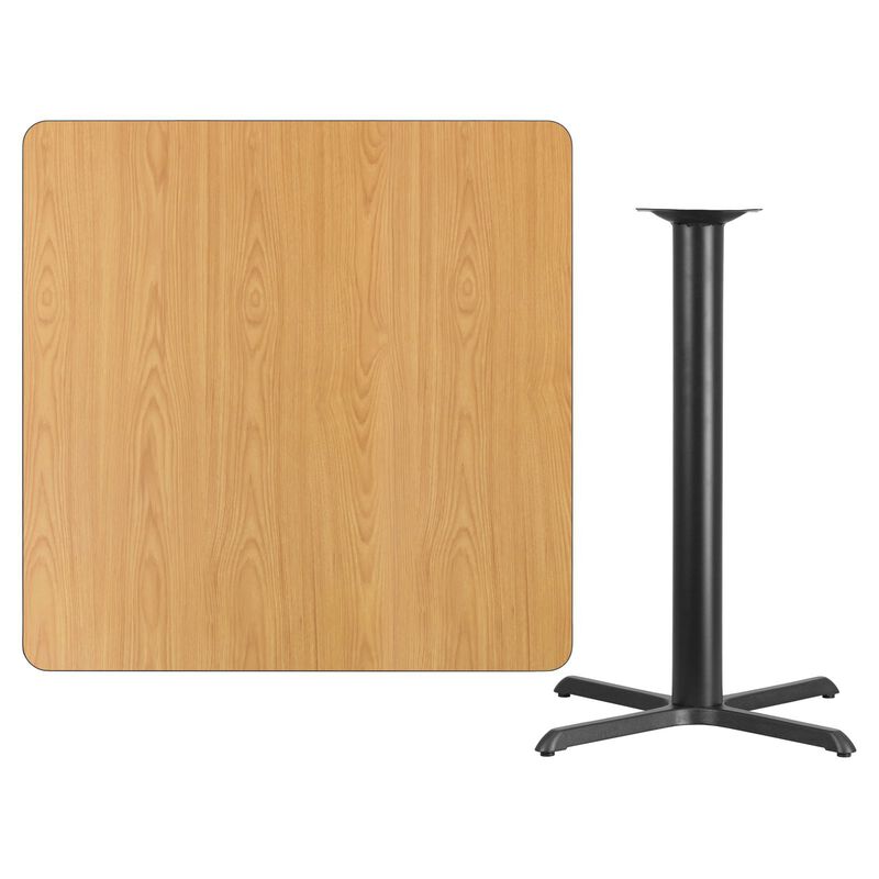 Flash Furniture 42'' Square Black Laminate Table Top with 33'' x 33'' Bar Height Table Base