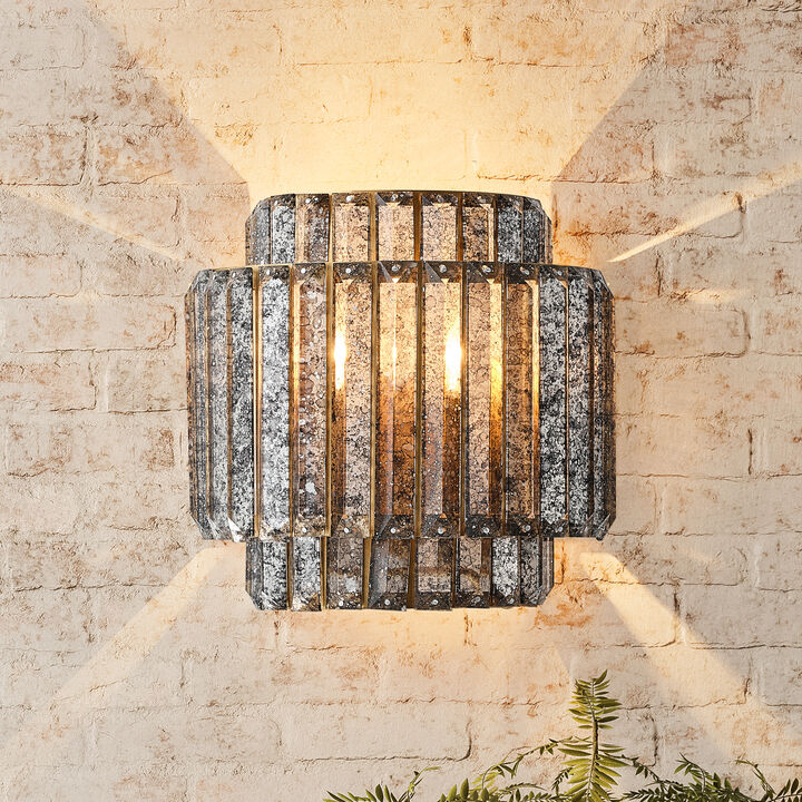 9" 1-Light Modern Distressed Gray Crystal Sconces for Bedroom, Hallway or Entryway