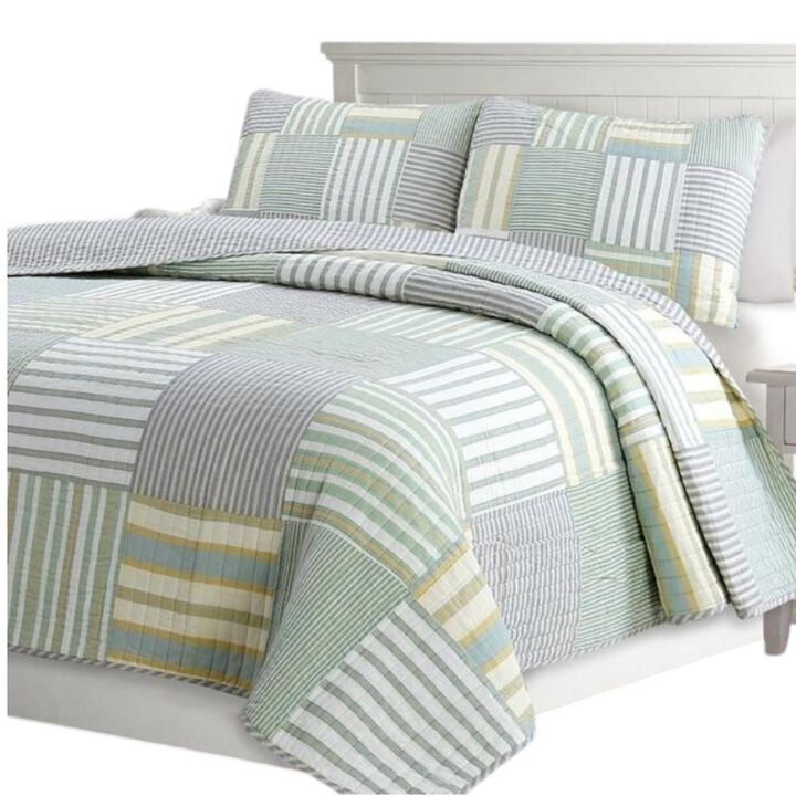 Hivvago King Size Soft Reversible Patches 100% Cotton Quilt Set