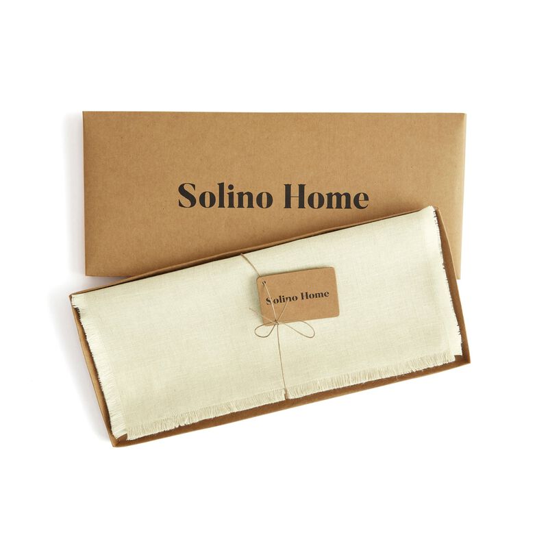Solino Home Fringe 100% Linen Table Runner &ndash; Handcrafted, Machine Washable, Perfect for Holiday and Everyday Dining