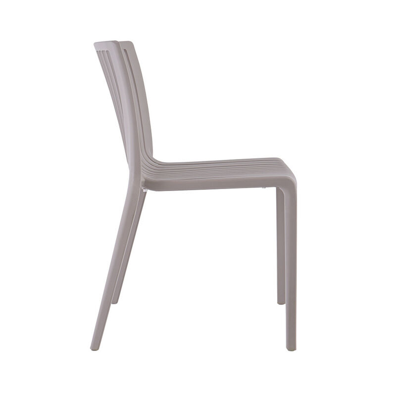 HomeRoots Set of Two Taupe Heavy Duty Plastic Outdoor Stacking Accent Chairs image number 4