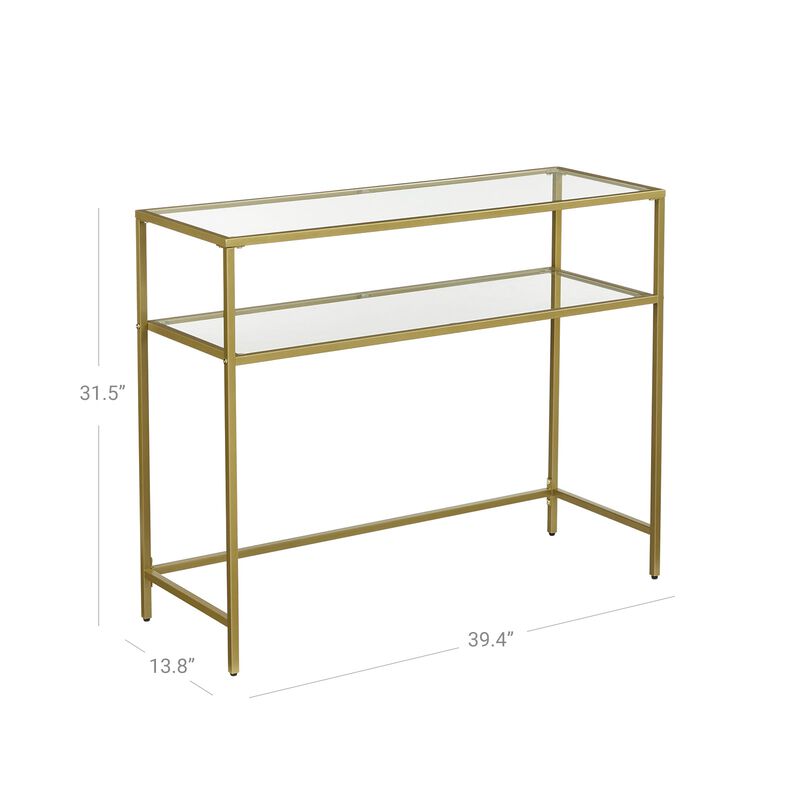 BreeBe Gold Color Glass Console Sofa Table