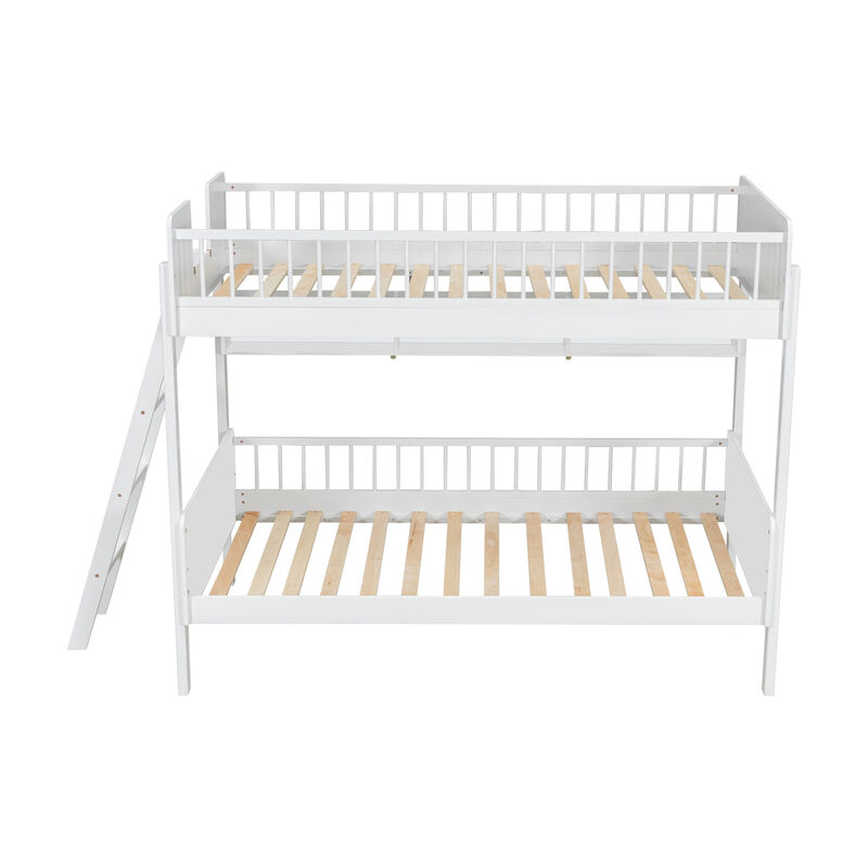 Merax Twin-Over-Twin White Wooden Bunk Bed with 3 Storage Shelves
