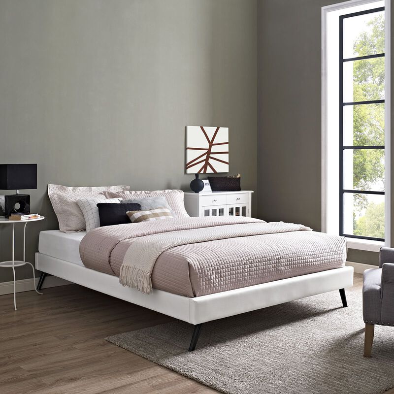 Helen Vinyl Queen Bed Frame with Round Splayed Legs image number 1