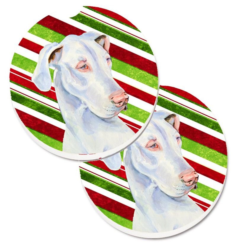 Caroline's Treasures Great Dane Candy Cane Holiday Christmas Set of 2 Cup Holder Car Coasters LH9221CARC, 2.56, Multicolor image number 0