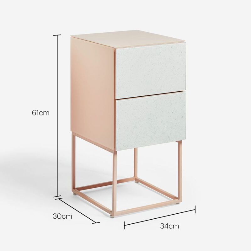 Streamdale Tempered Glass Marble Nightstand