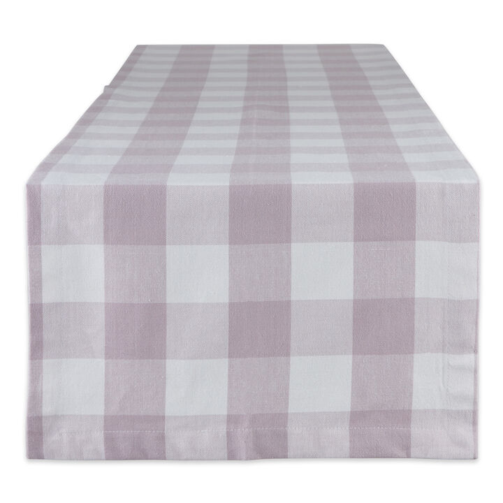 14" x 108" White and Dusty Lilac Buffalo Check Decorative Table Runner