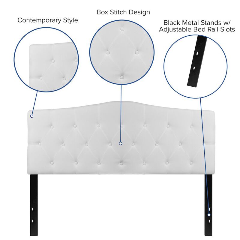 Flash Furniture Tufted Upholstered Queen Size Headboard in White Fabric image number 2