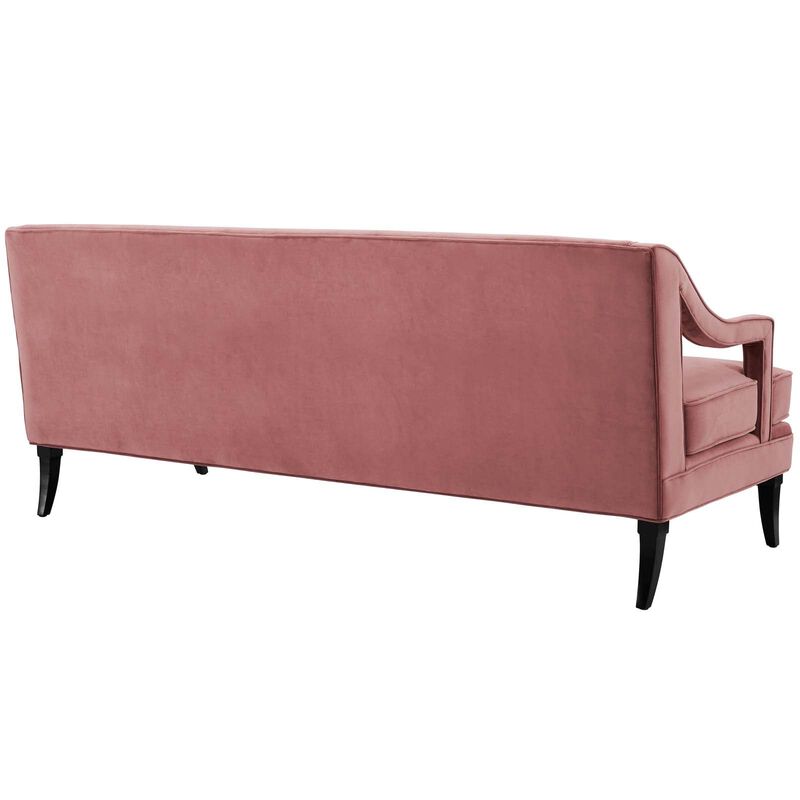 Modway Concur Mid-Century Modern Upholstered Velvet Sofa In Dusty Rose