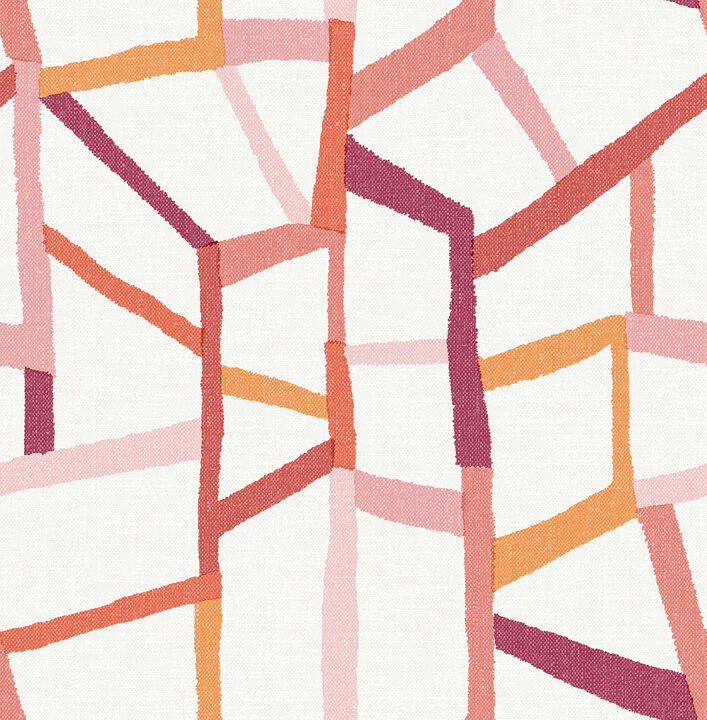 Tate Pink Geometric Linen Wallpaper (Set of 2)