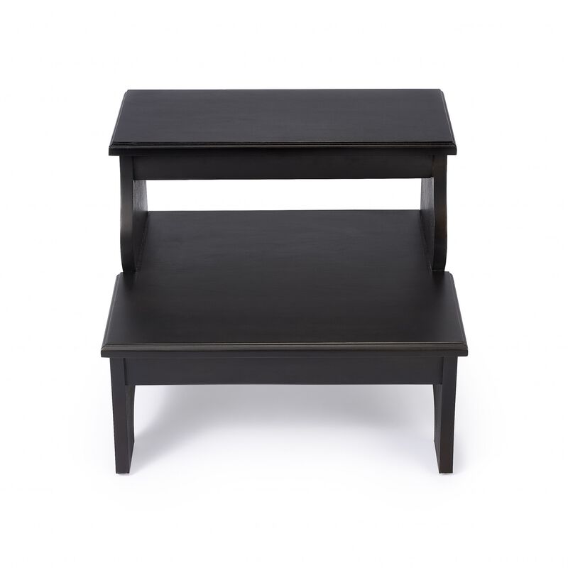 Hivvago 18 Inch Dark Brown Solid and Manufactured Wood Footstool