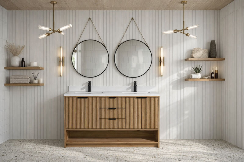 Diego 55" Bathroom Vanity Weathered Fir image number 1