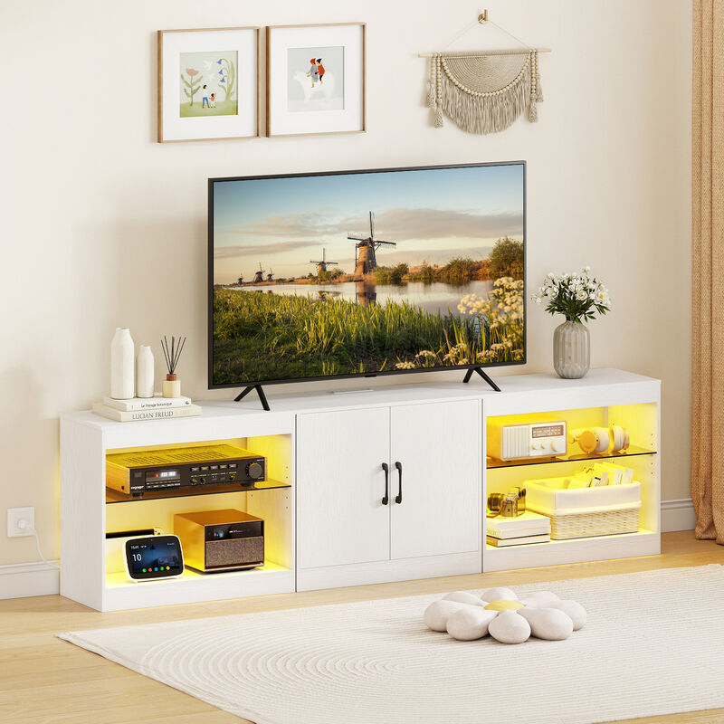 TV Stand with LED Lights and Built-In Power Outlets, Entertainment Center image number 1