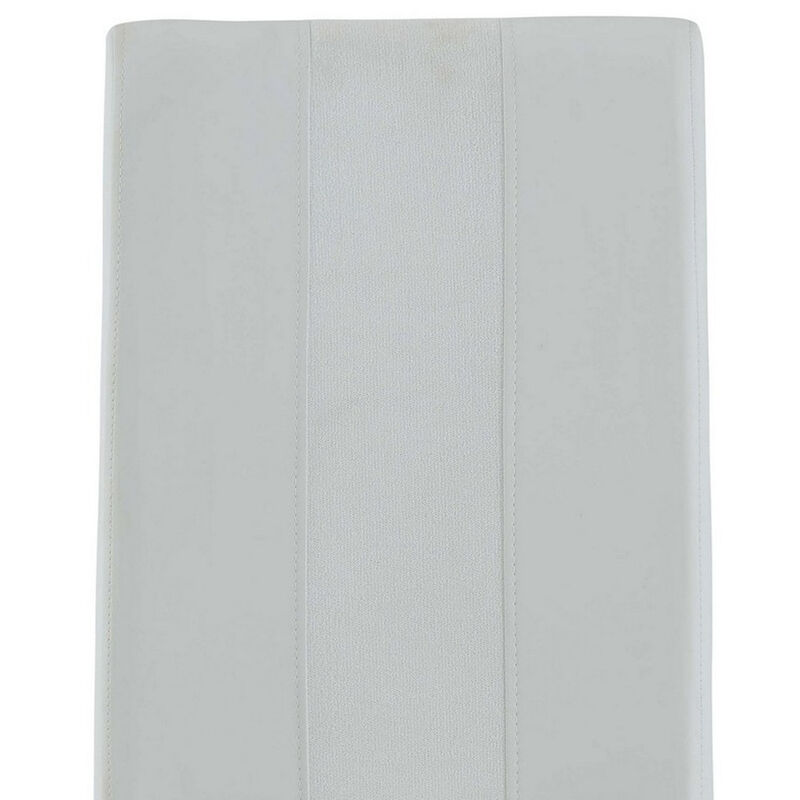 Hivvago Set of Four White and Silver Upholstered Faux Leather Dining Side Chairs