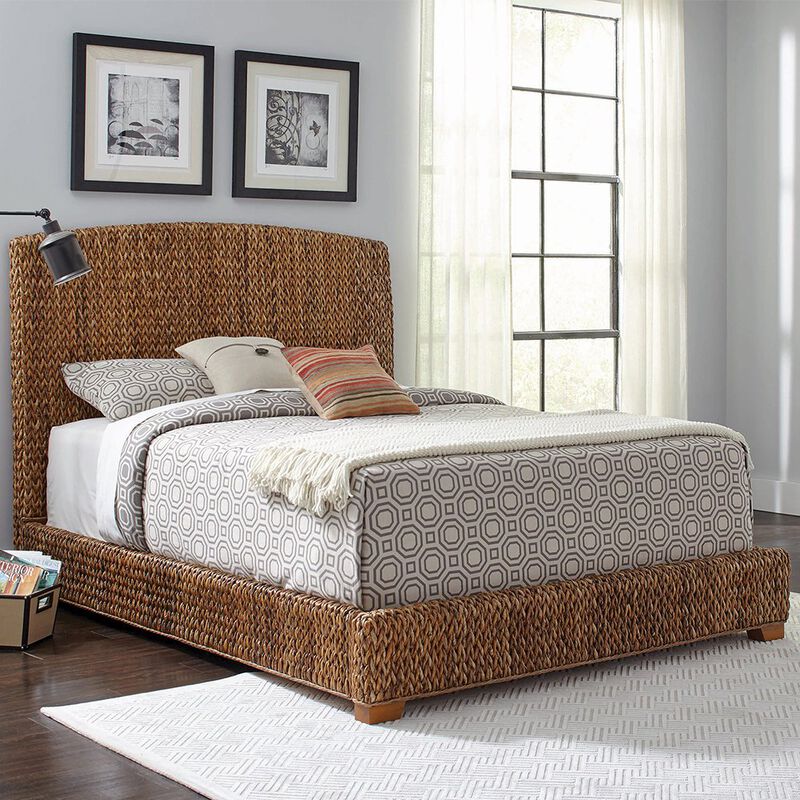 Simple Relax Eastern King Hand-Woven Banana Leaf Bed, Amber image number 4