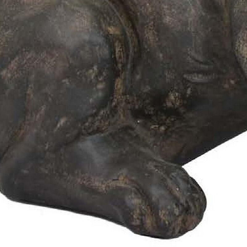13 Inch Pug Dog Figurine, Sitting Sculpture Decor, Garden Statue, Black - Benzara