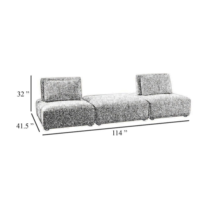 Stavan Modular 2 Seat Sofa, Square Ottoman Light Brown Boucle 114 Inch - Benzara
