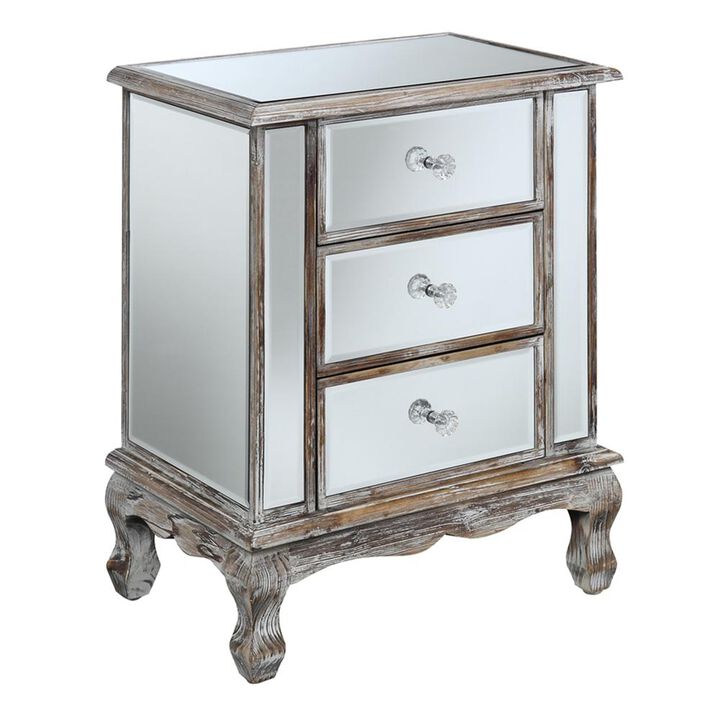 Convience Concept, Inc. Gold Coast Vineyard 3 Drawer Mirrored End Table