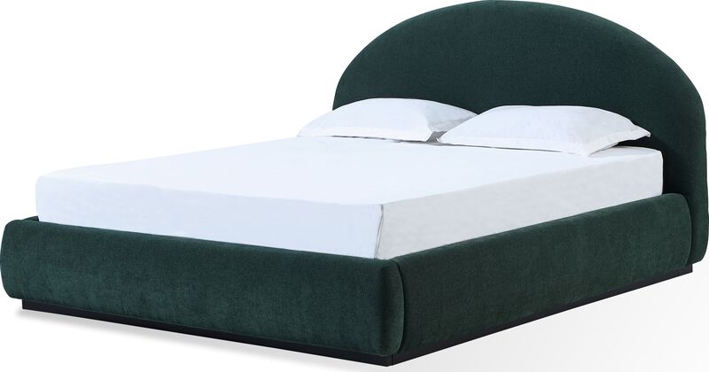 Flex California King-size Upholstered Bed in Emerald Chenille